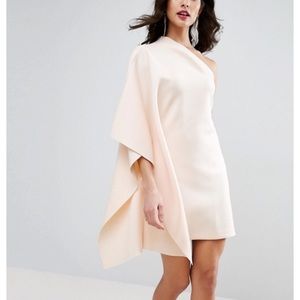 ASOS PREMIUM One Shoulder Cape Mini Scuba Dress